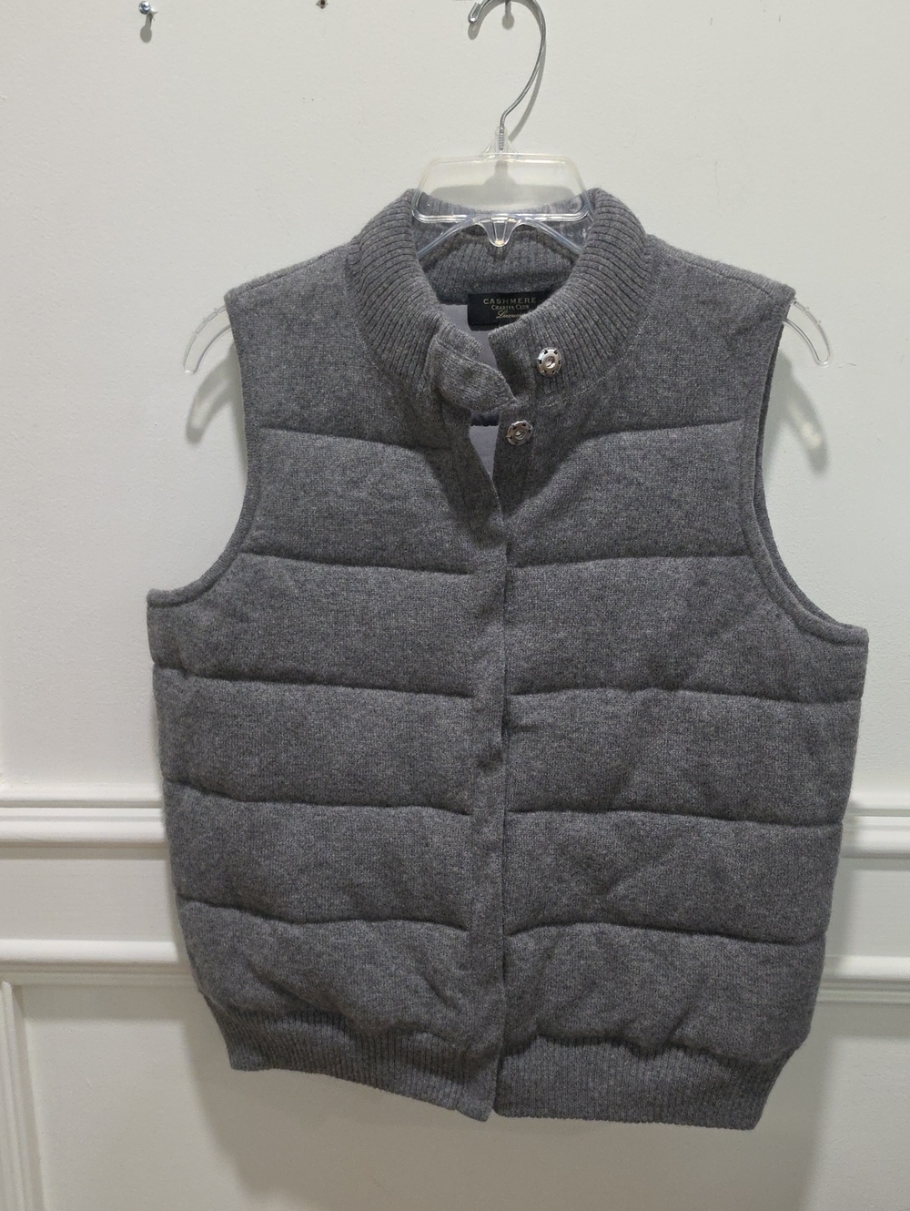 Charter Club Cashmere Quilted Vest in Gray.